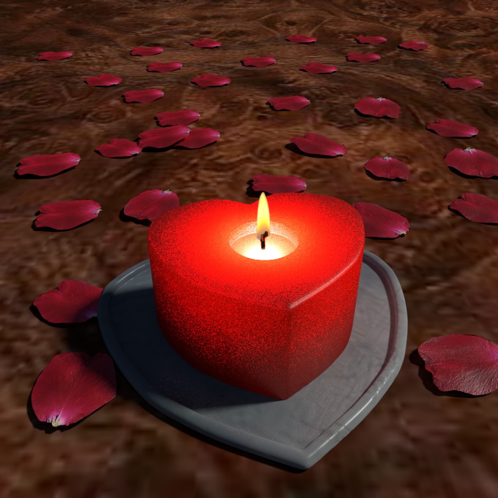A Valentine candle with rose petals preview image 1